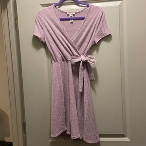 Purple wrap front dress